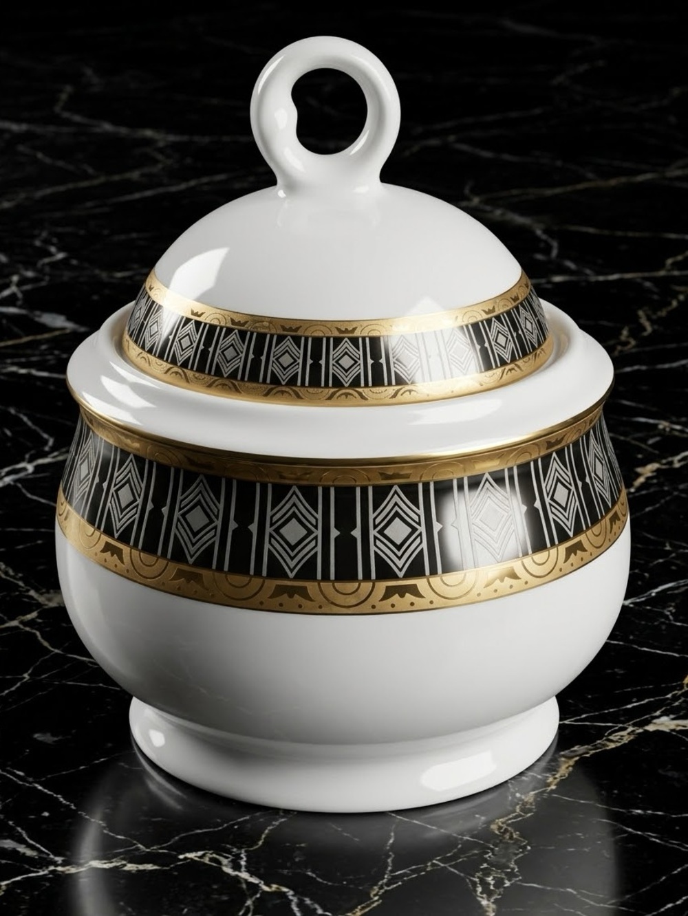 Platinum with Gold by Thun Baum Brothers Covered Sugar Bowl With Lid